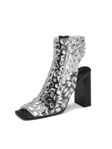 Luxury Clear PVC Boots Black Sandals for Women