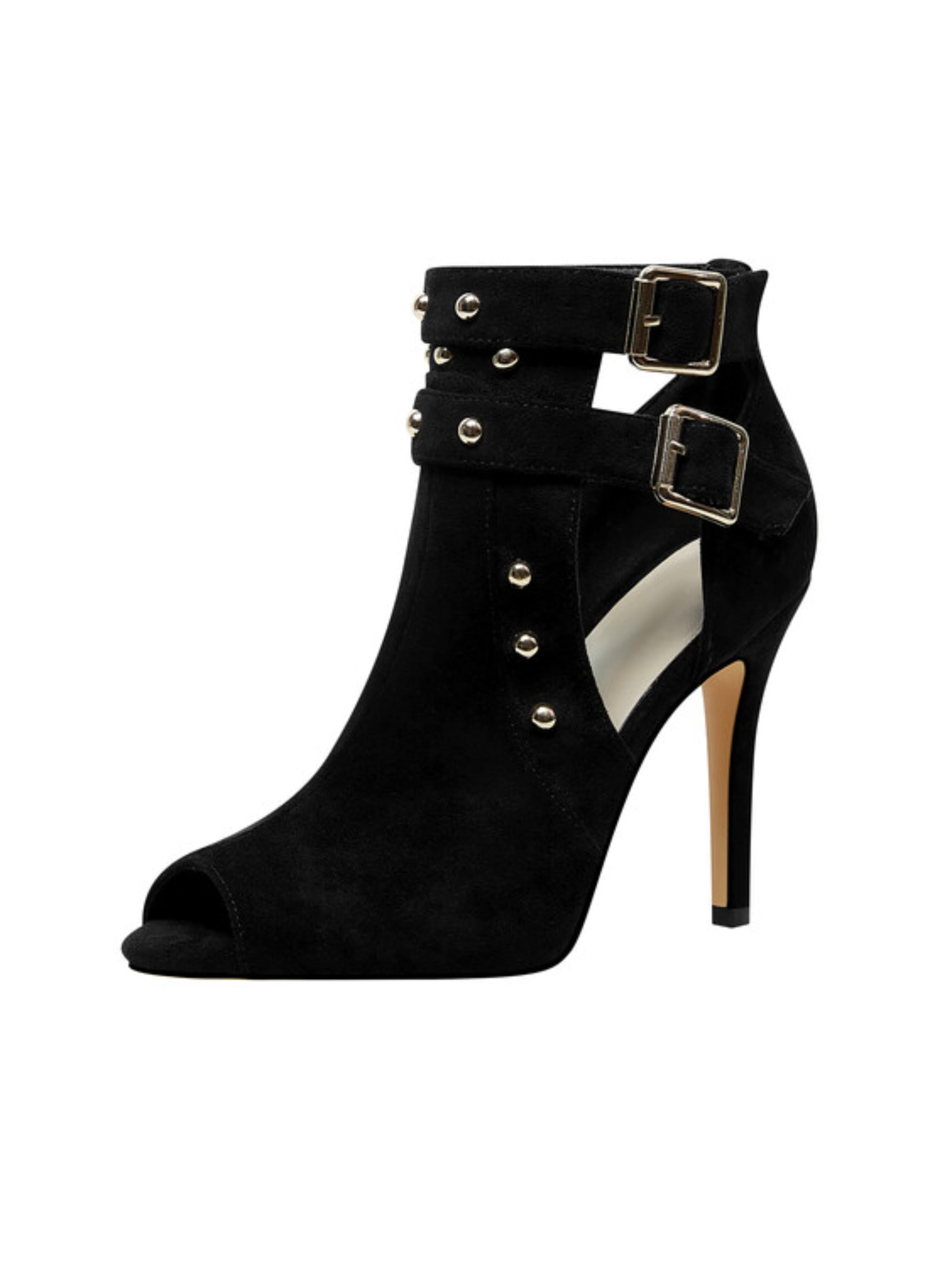 Black Suede Cutout Ankle Boots Sandals Women
