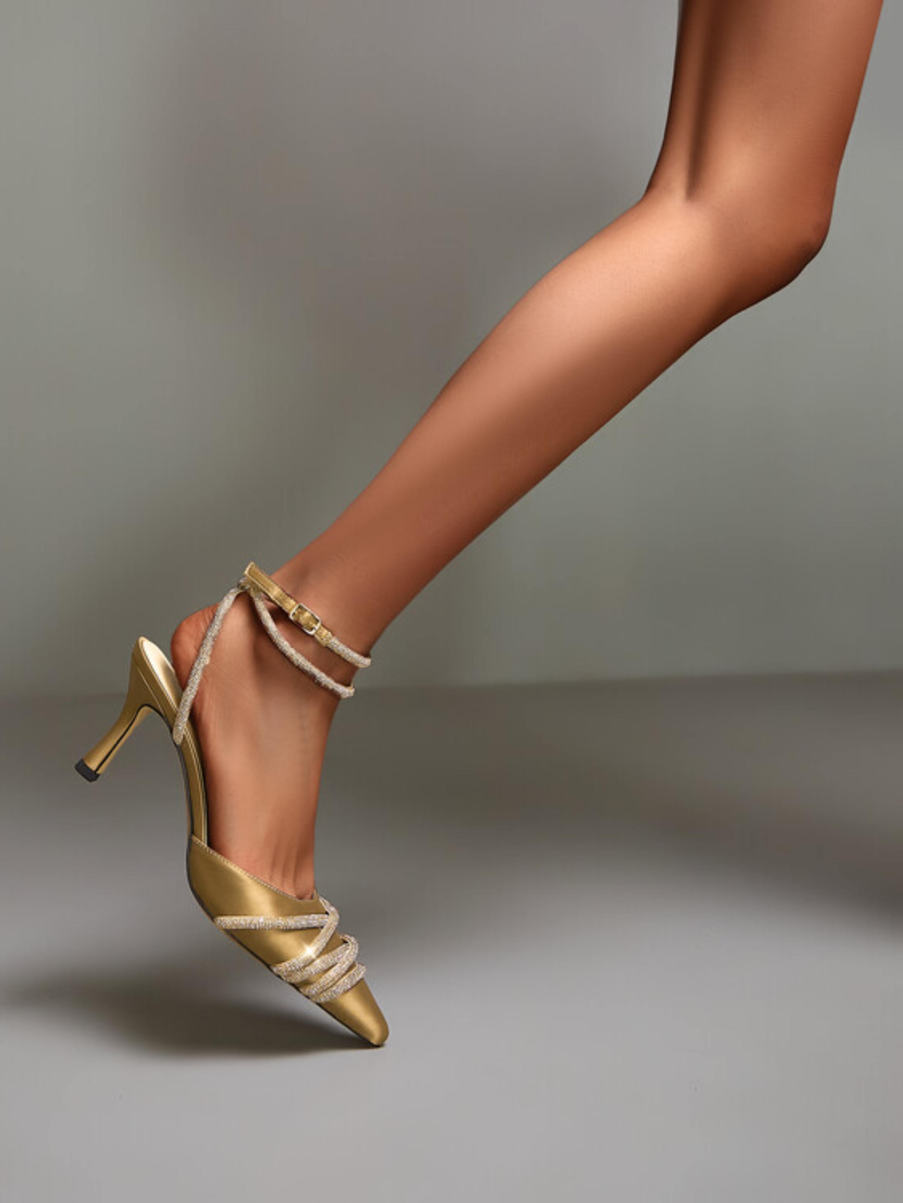 Pointed Toe Satin Dress Sandals for Women