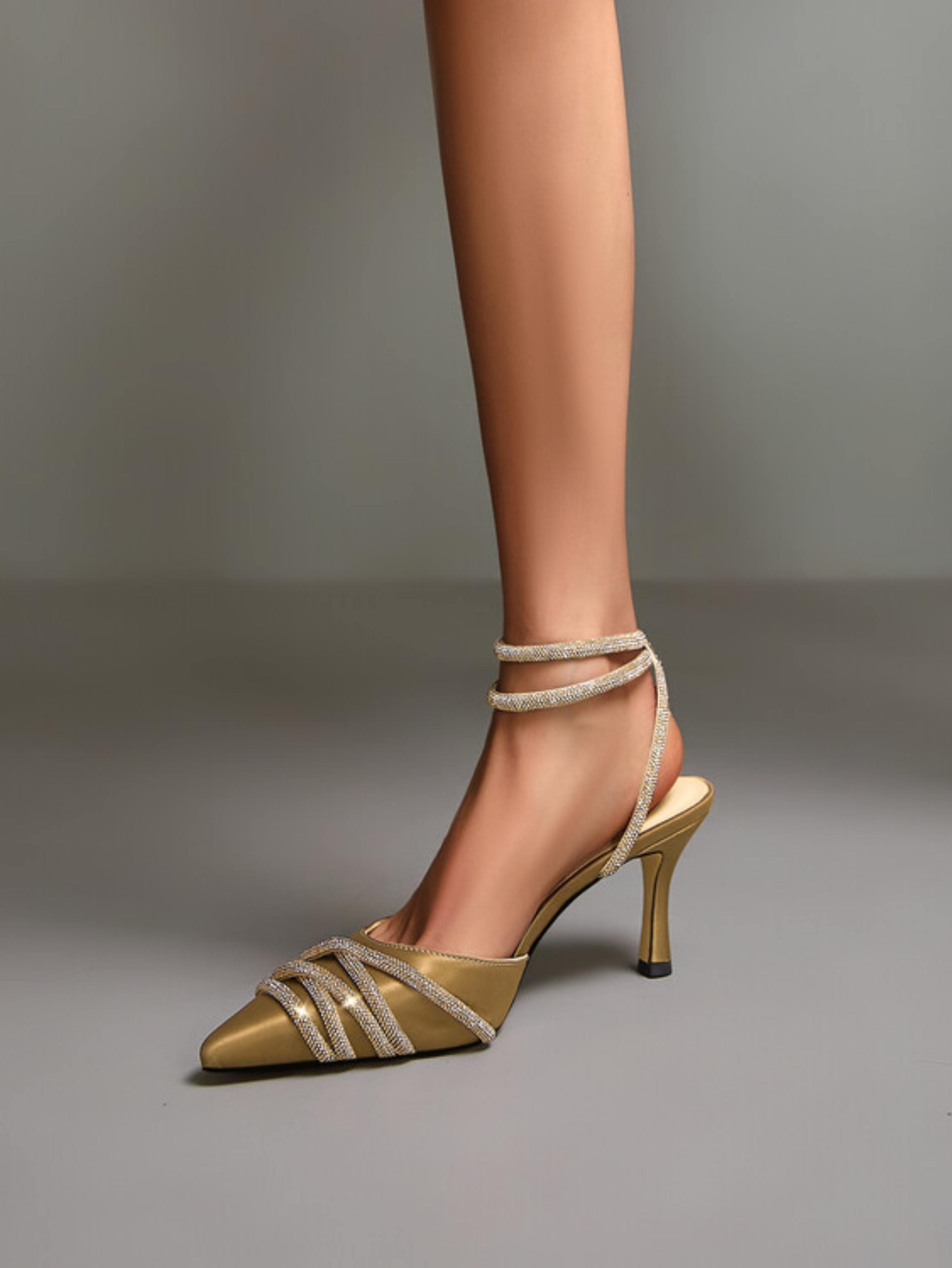 Pointed Toe Satin Dress Sandals for Women