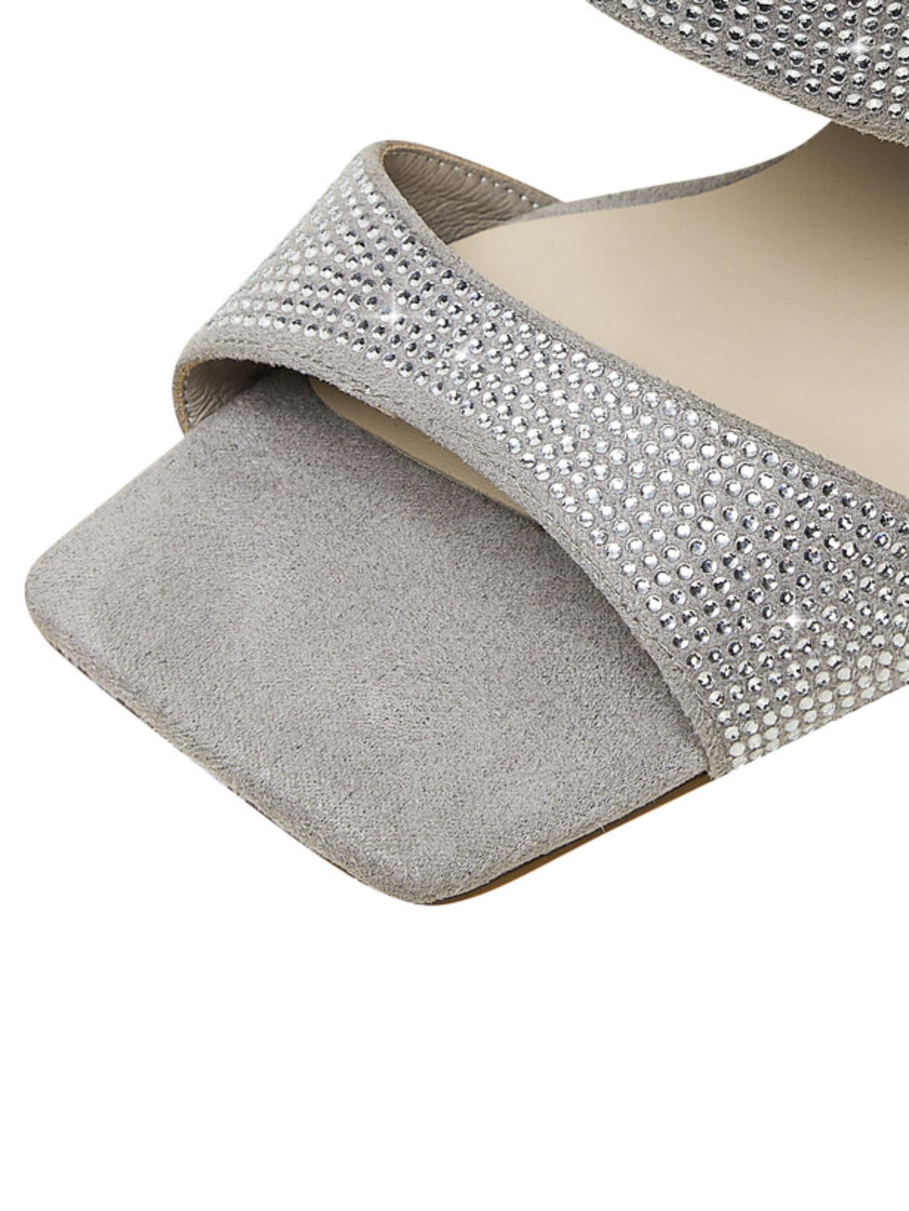 Rhinestone Inlay Ankle Cover Silver Wedges Sandals for Women