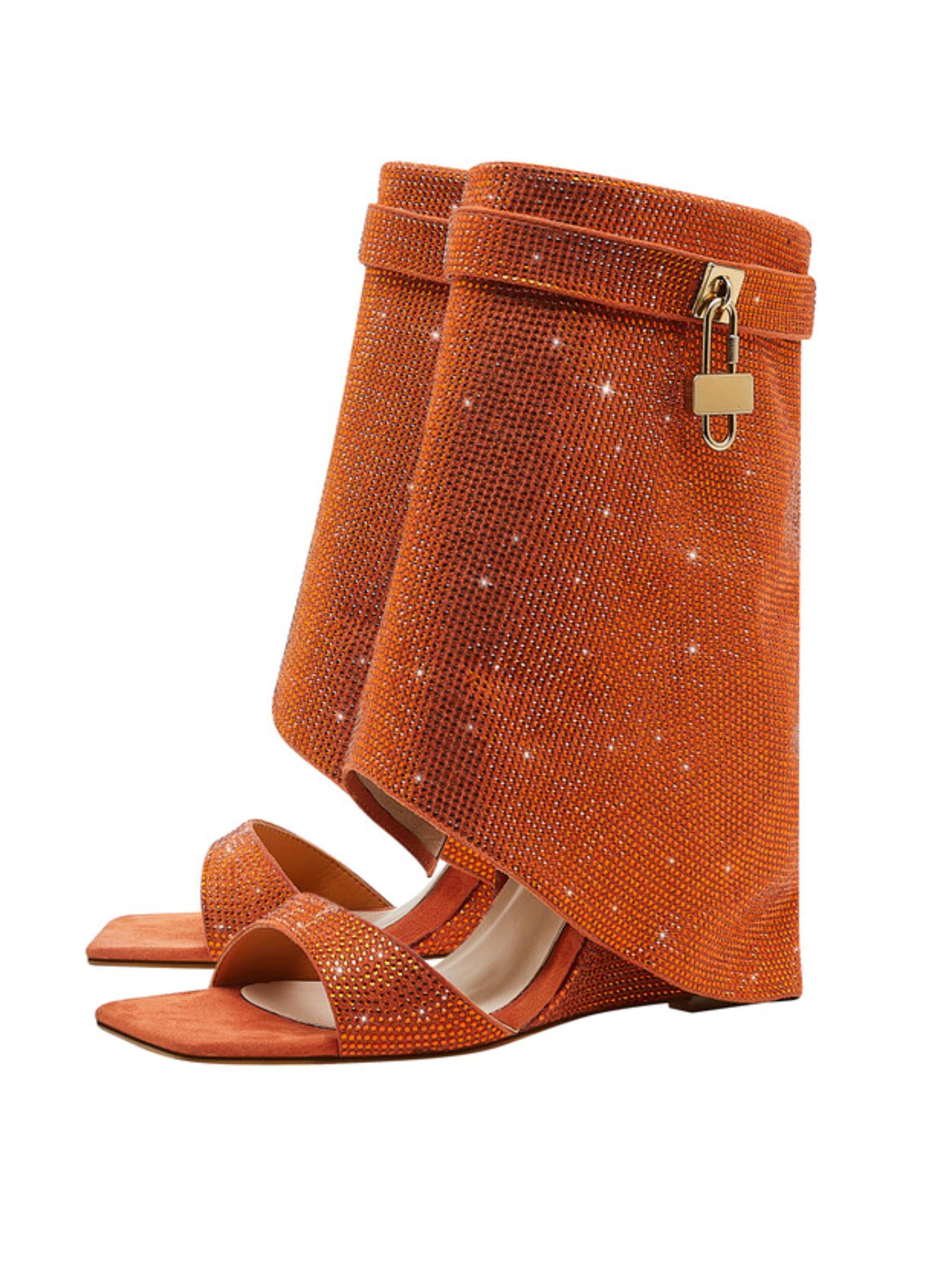 Dazzling Rhinestone Square Toe Boot Sandals for Women