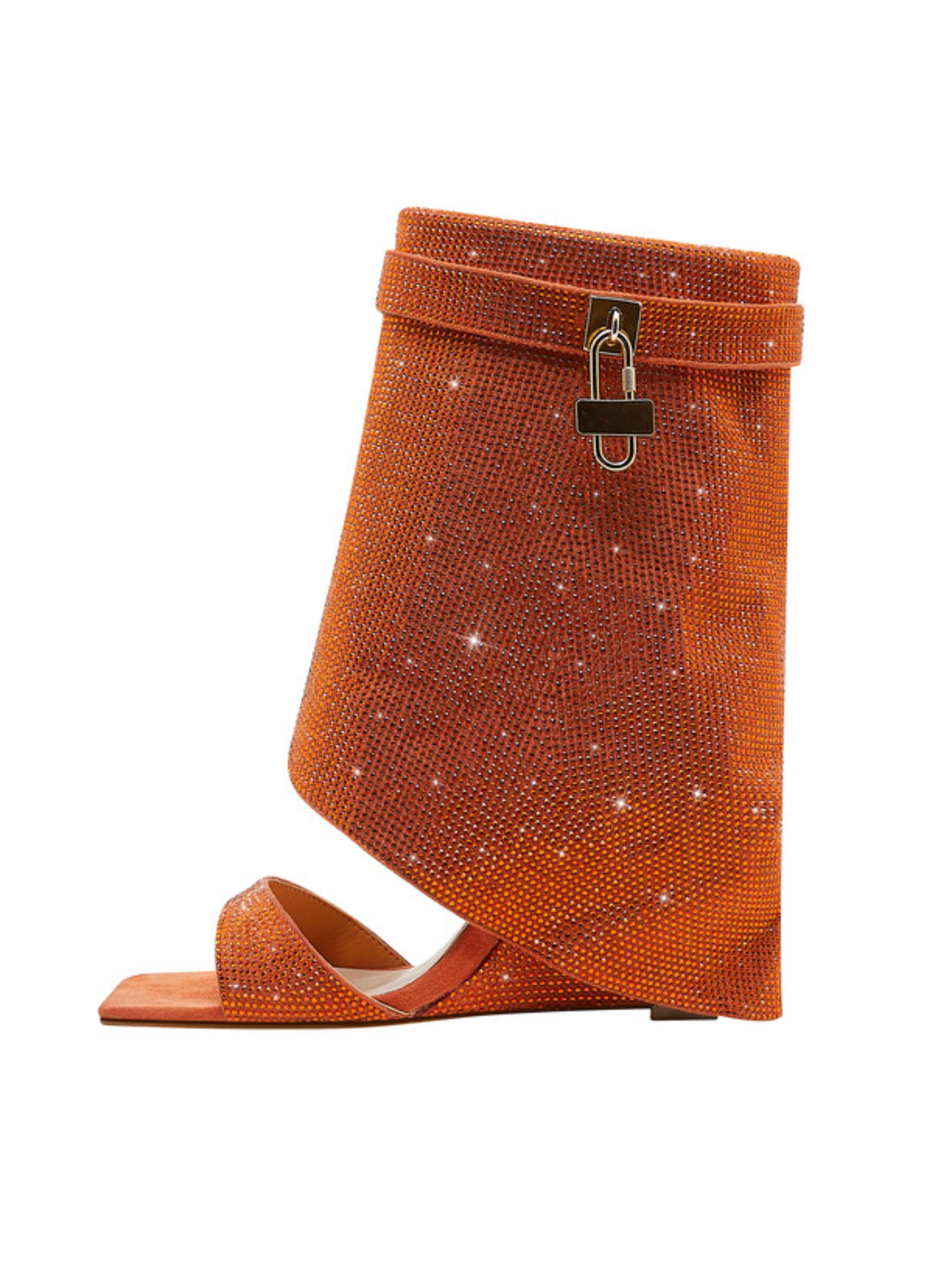 Dazzling Rhinestone Square Toe Boot Sandals for Women