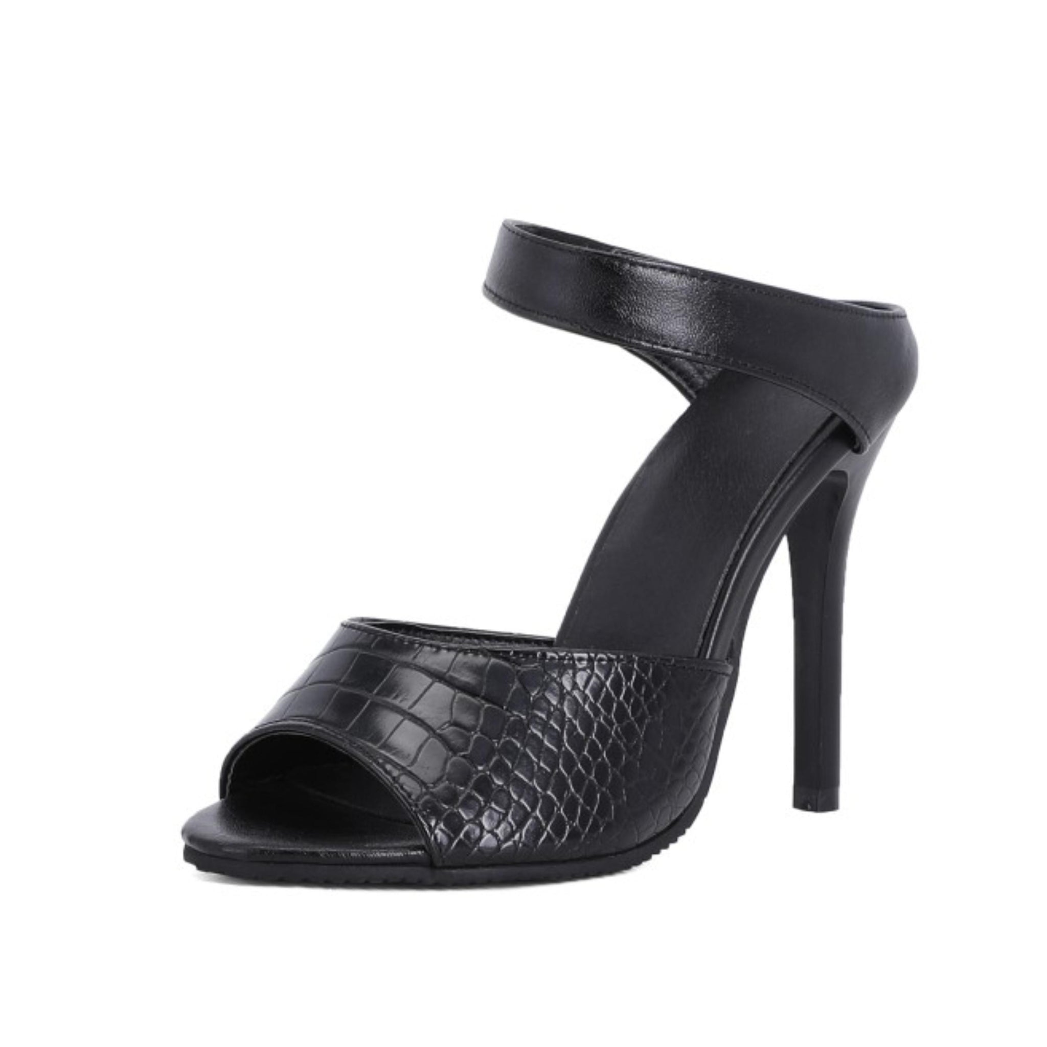 City Glam Croc-Embossed High Heel Sandals for Women