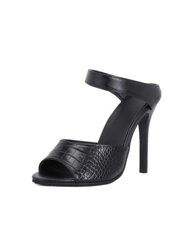 City Glam Croc-Embossed High Heel Sandals for Women