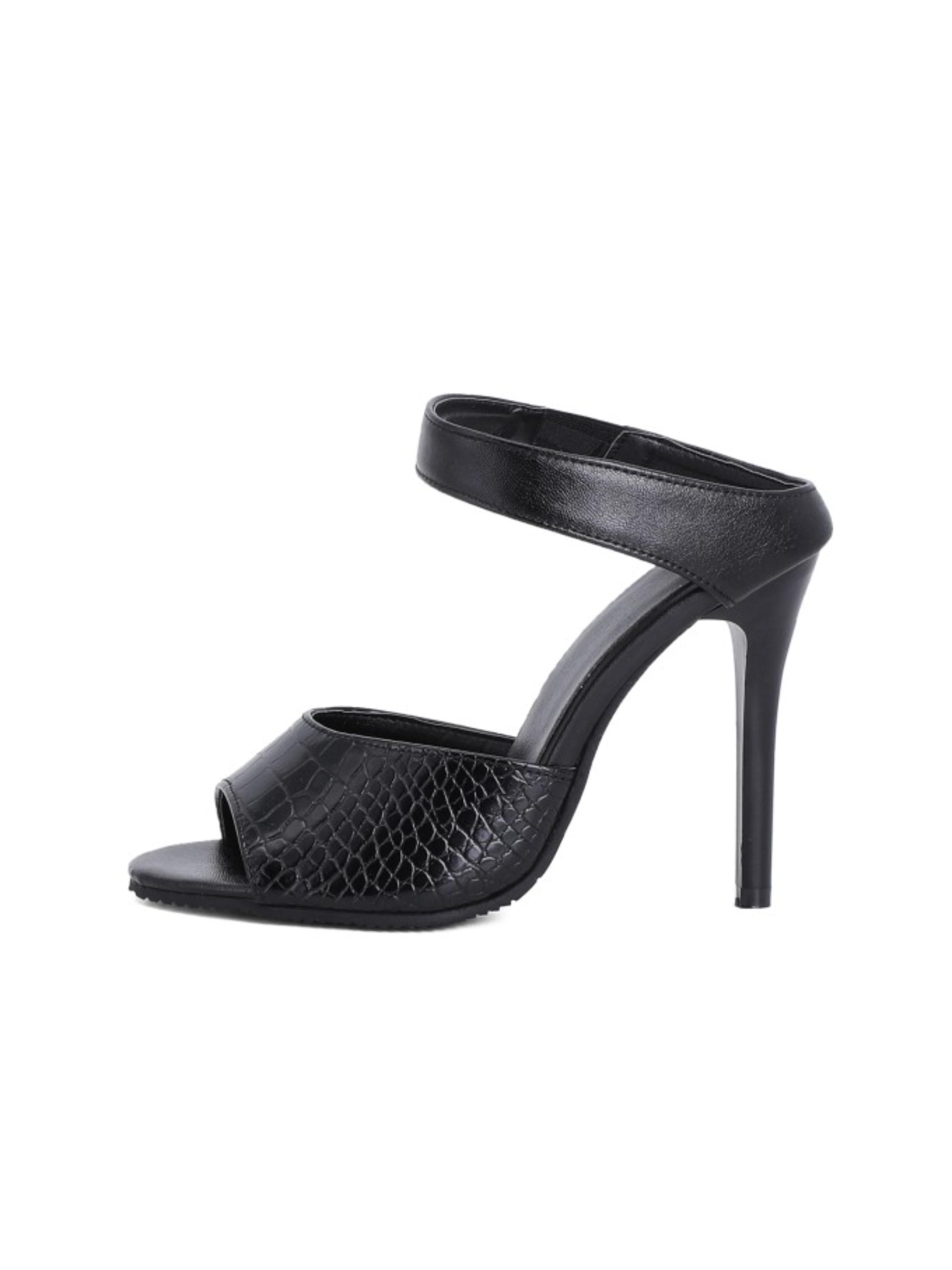 City Glam Croc-Embossed High Heel Sandals for Women