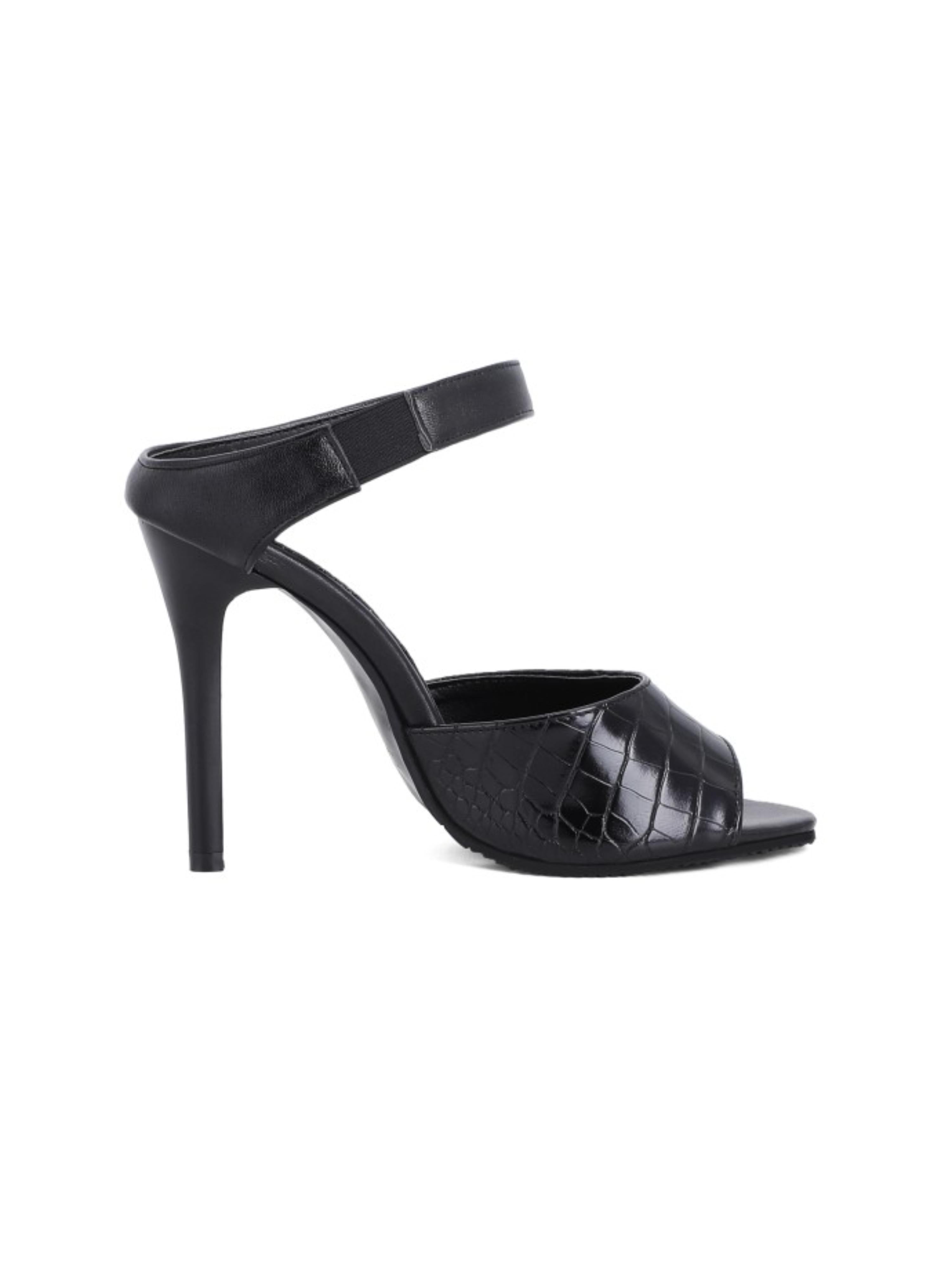 City Glam Croc-Embossed High Heel Sandals for Women