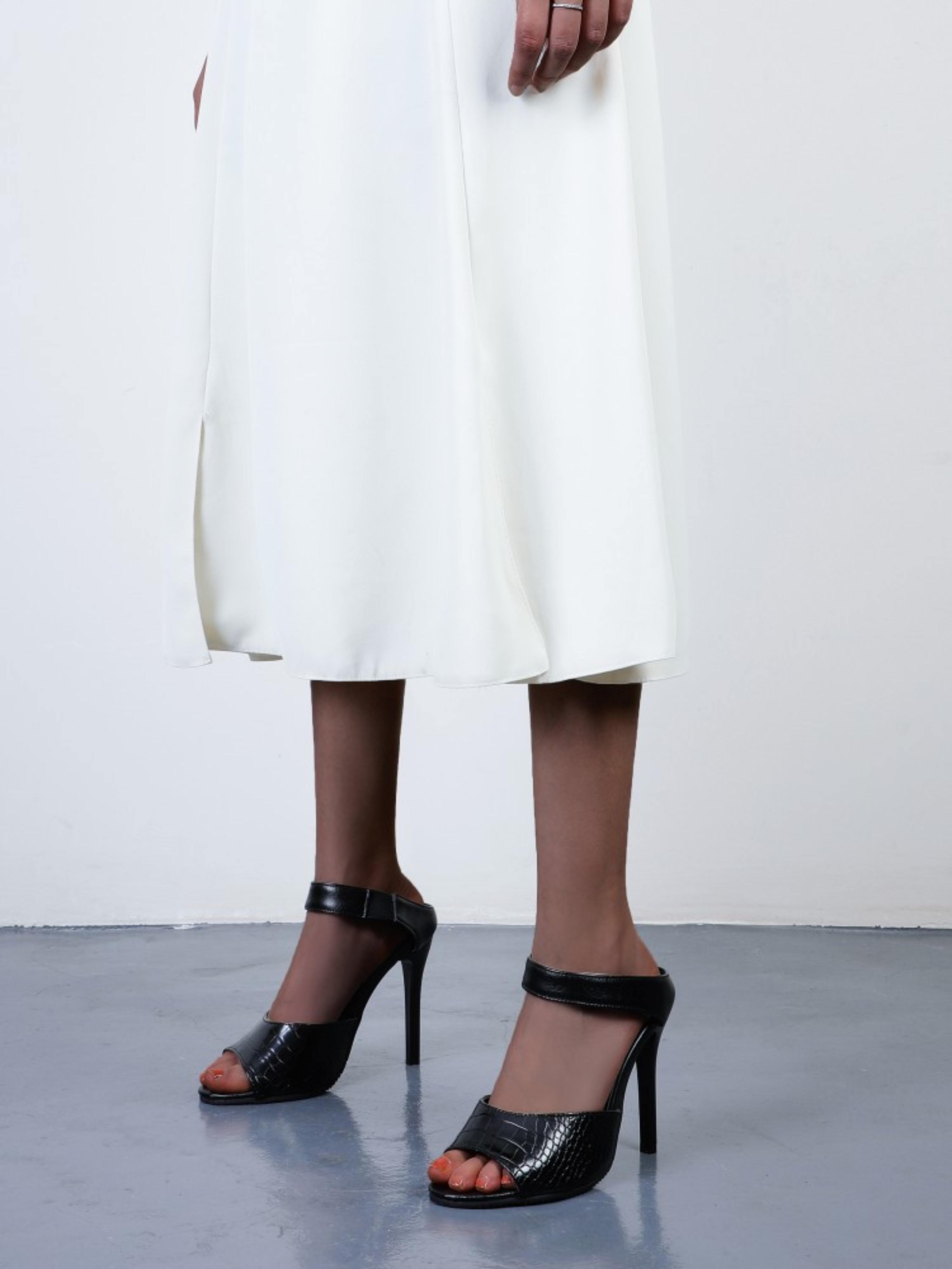 City Glam Croc-Embossed High Heel Sandals for Women