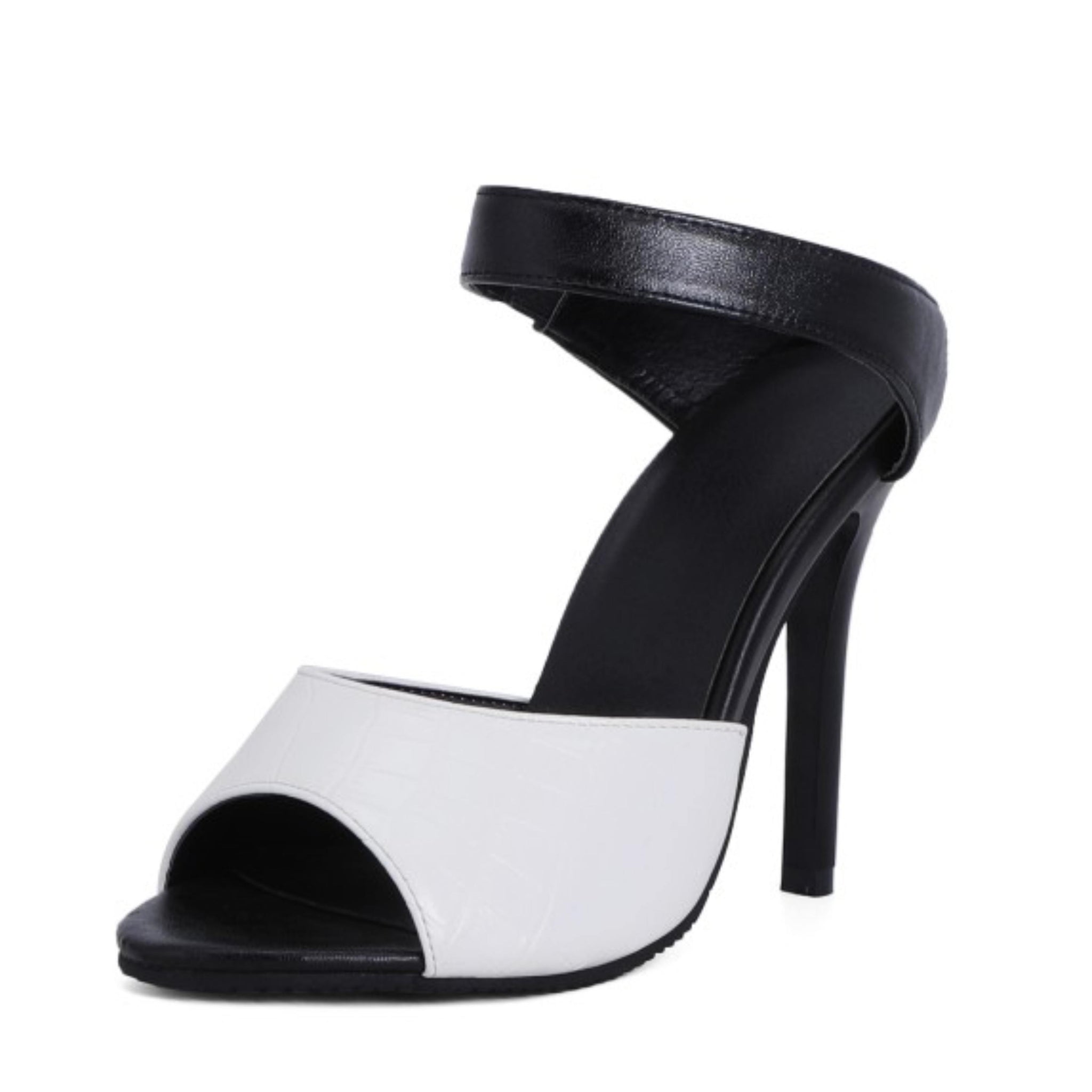 Frosted Luxe White Croc High Heels Women's Sandals