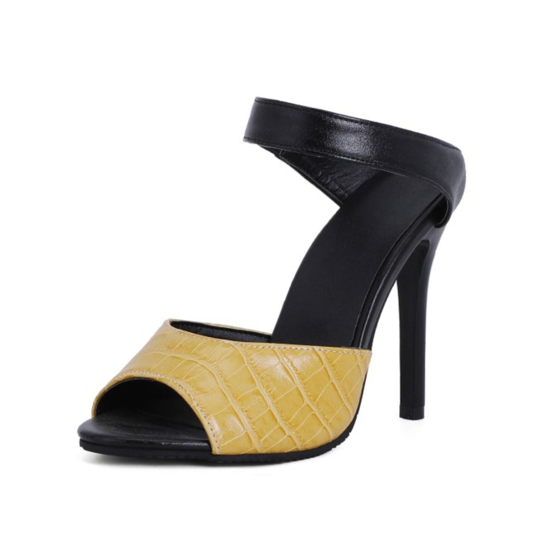 Serene Glow Croc-Embossed Mule Yellow Sandals for Women