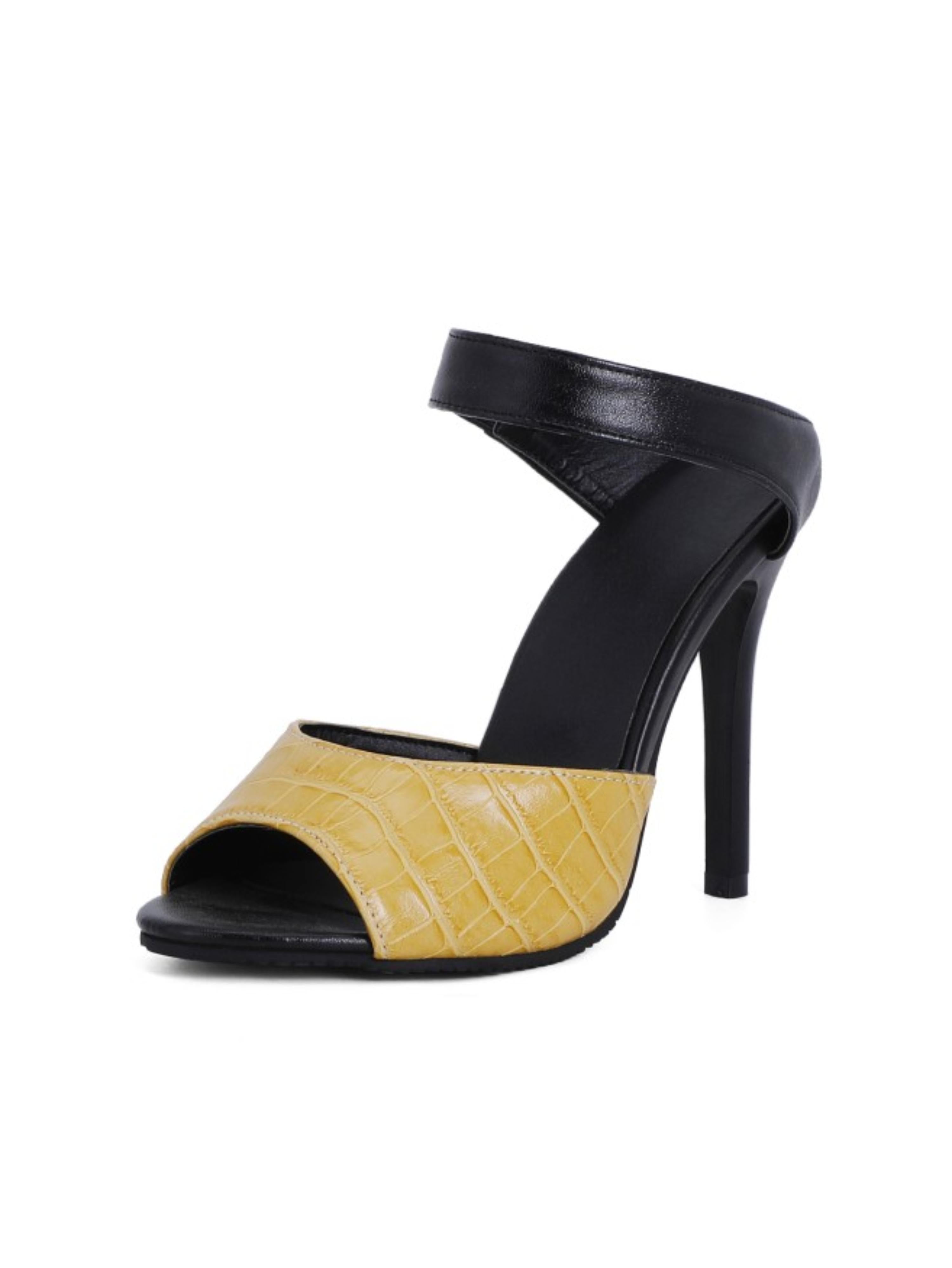 Serene Glow Croc-Embossed Mule Yellow Sandals for Women