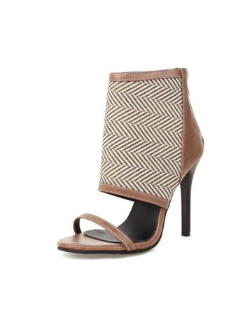 Enchanting Beige Stilettos with Back Zipper Sandals for Women