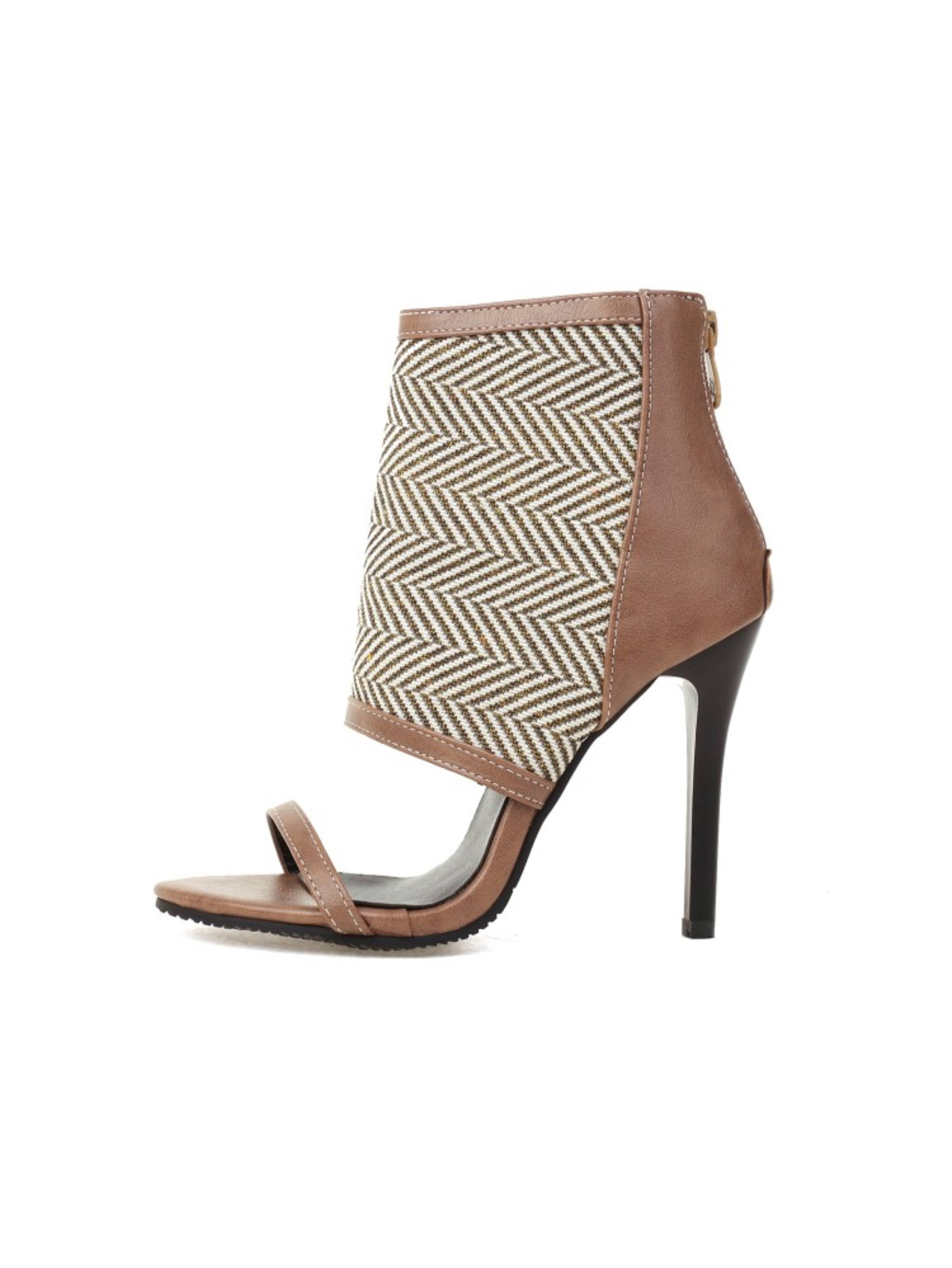 Enchanting Beige Stilettos with Back Zipper Sandals for Women