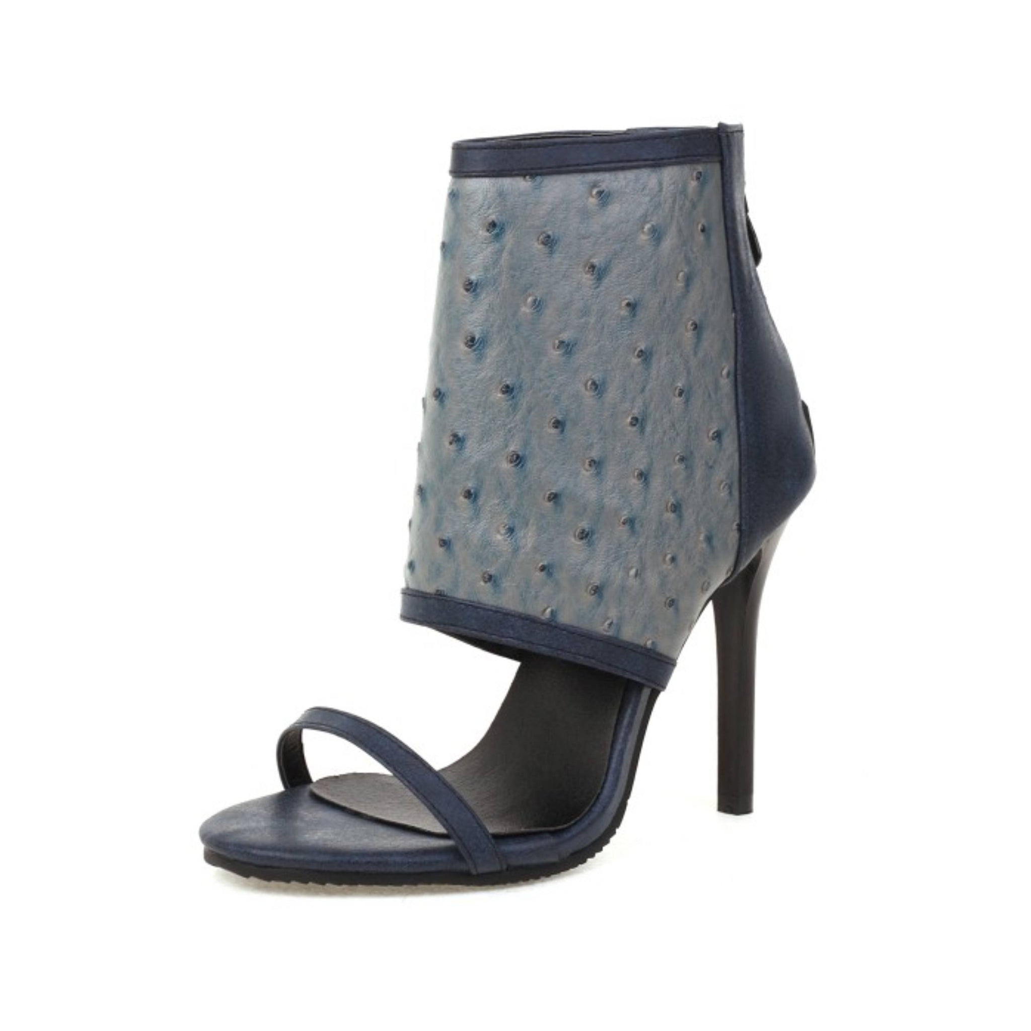 Elegant Blue Sandals for Women with Textured Ankle Design
