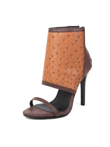 Modern Ankle Cuff Stiletto Party Heels Brown Sandals for Women