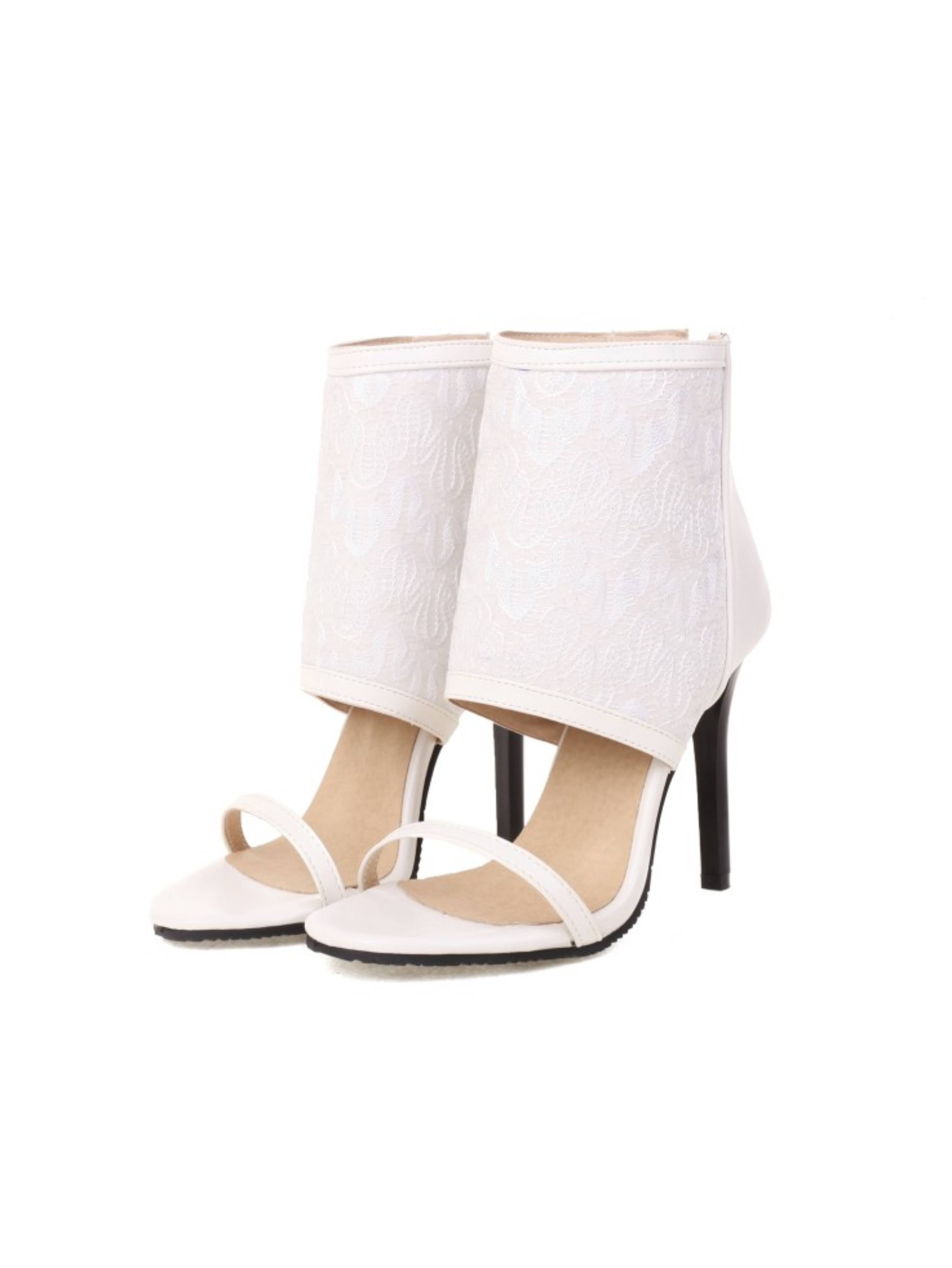 Romantic White with Slim Front Strap Sandals Women
