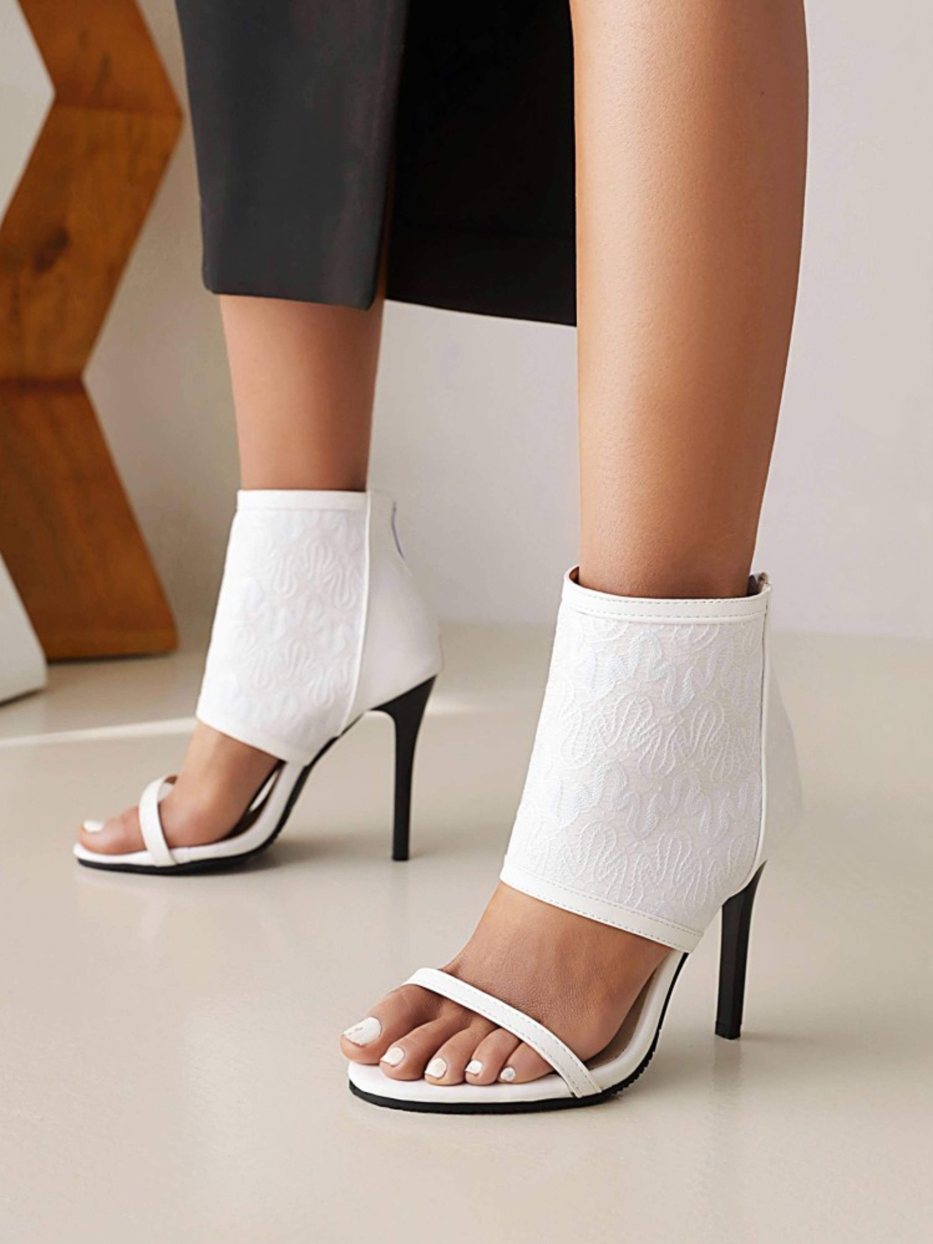 Romantic White with Slim Front Strap Sandals Women