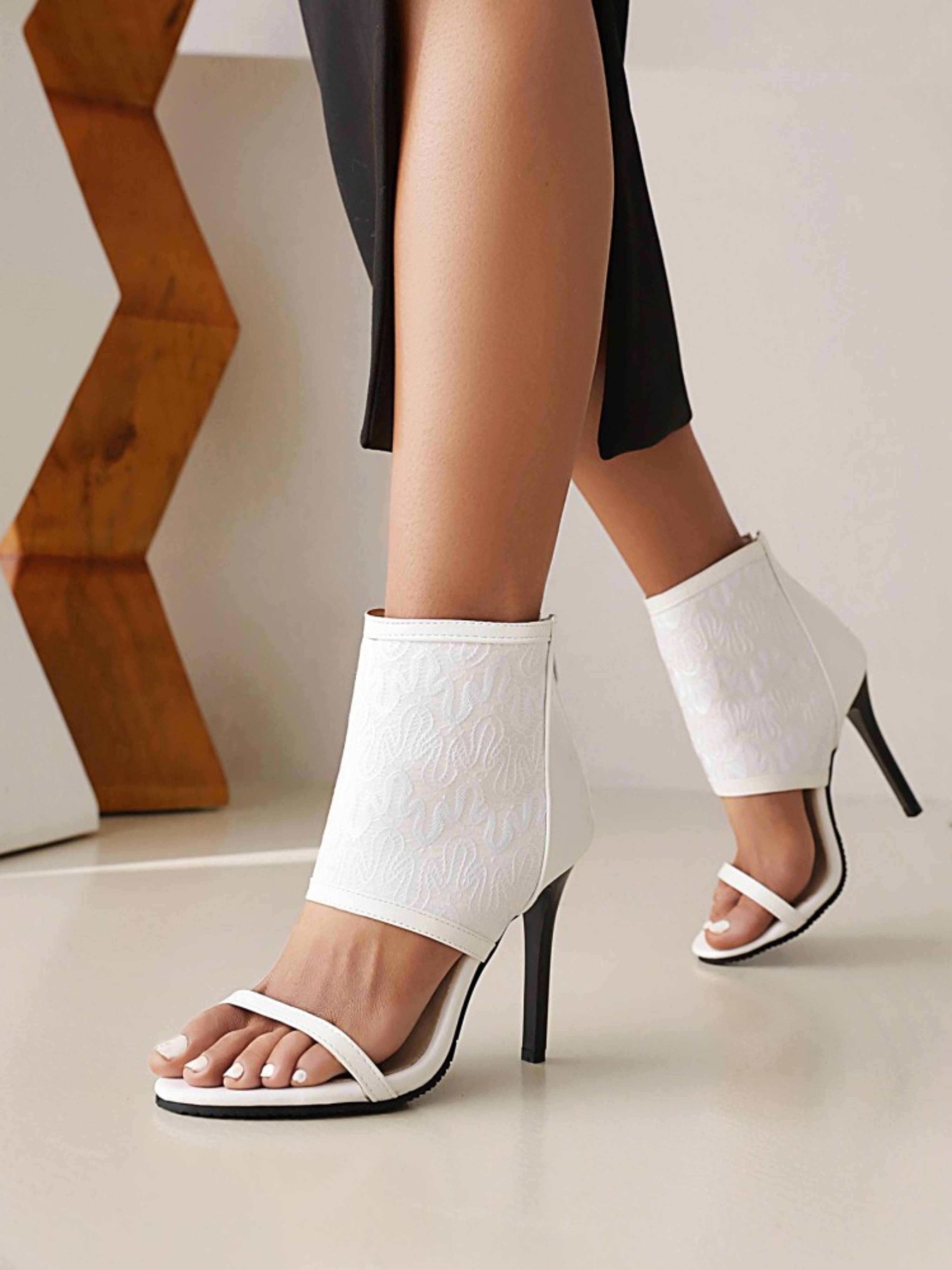 Romantic White with Slim Front Strap Sandals Women