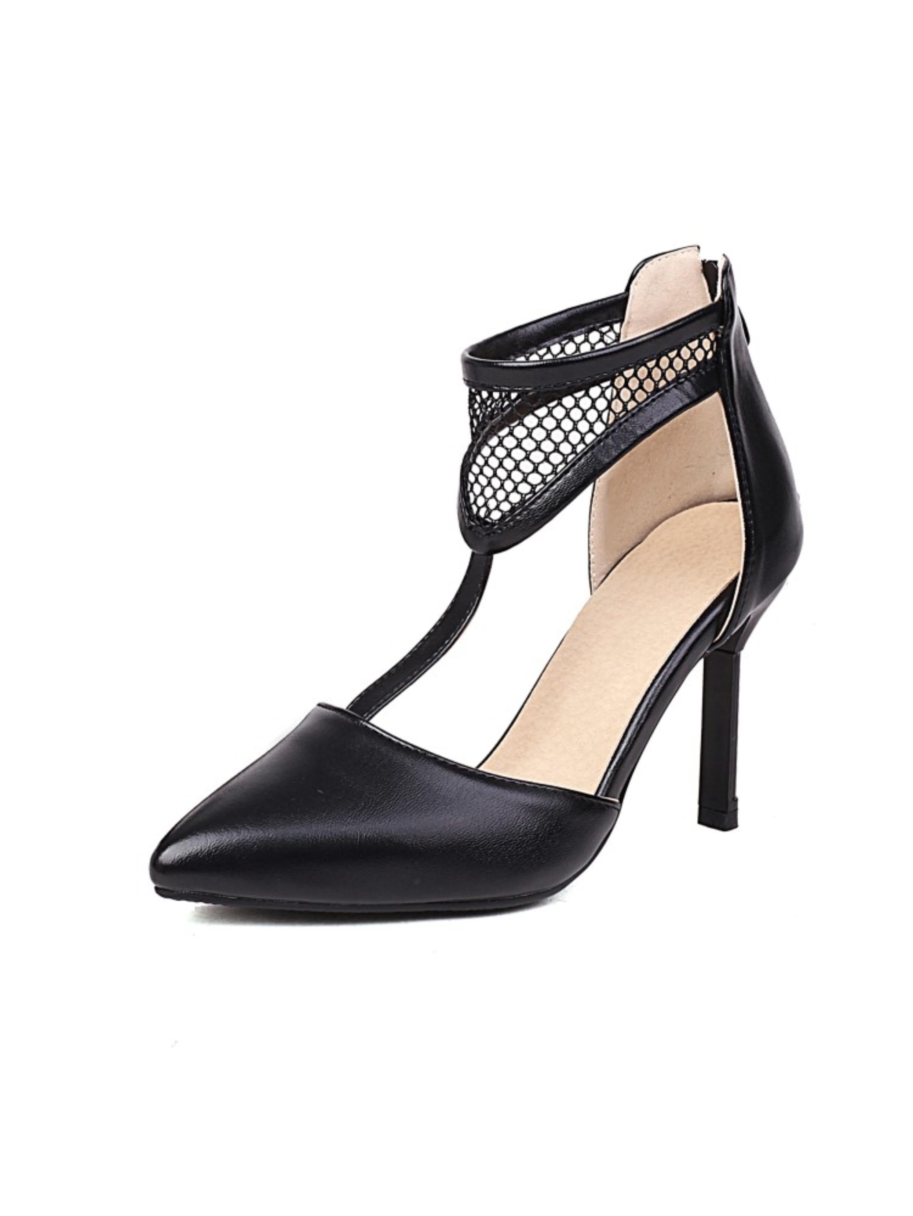 Modern Noir Mesh Detail Stilettos Women Dress Sandals