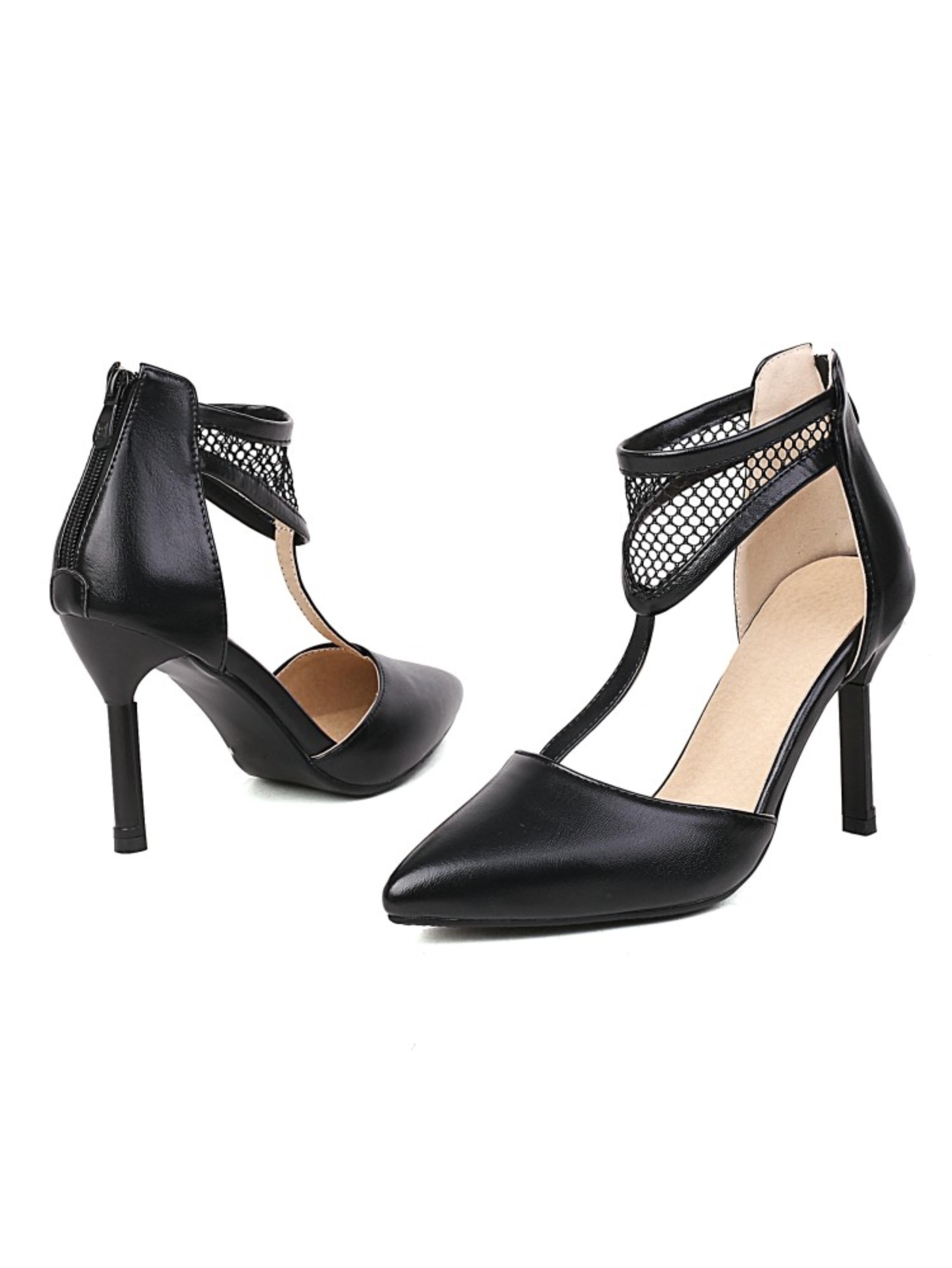 Modern Noir Mesh Detail Stilettos Women Dress Sandals